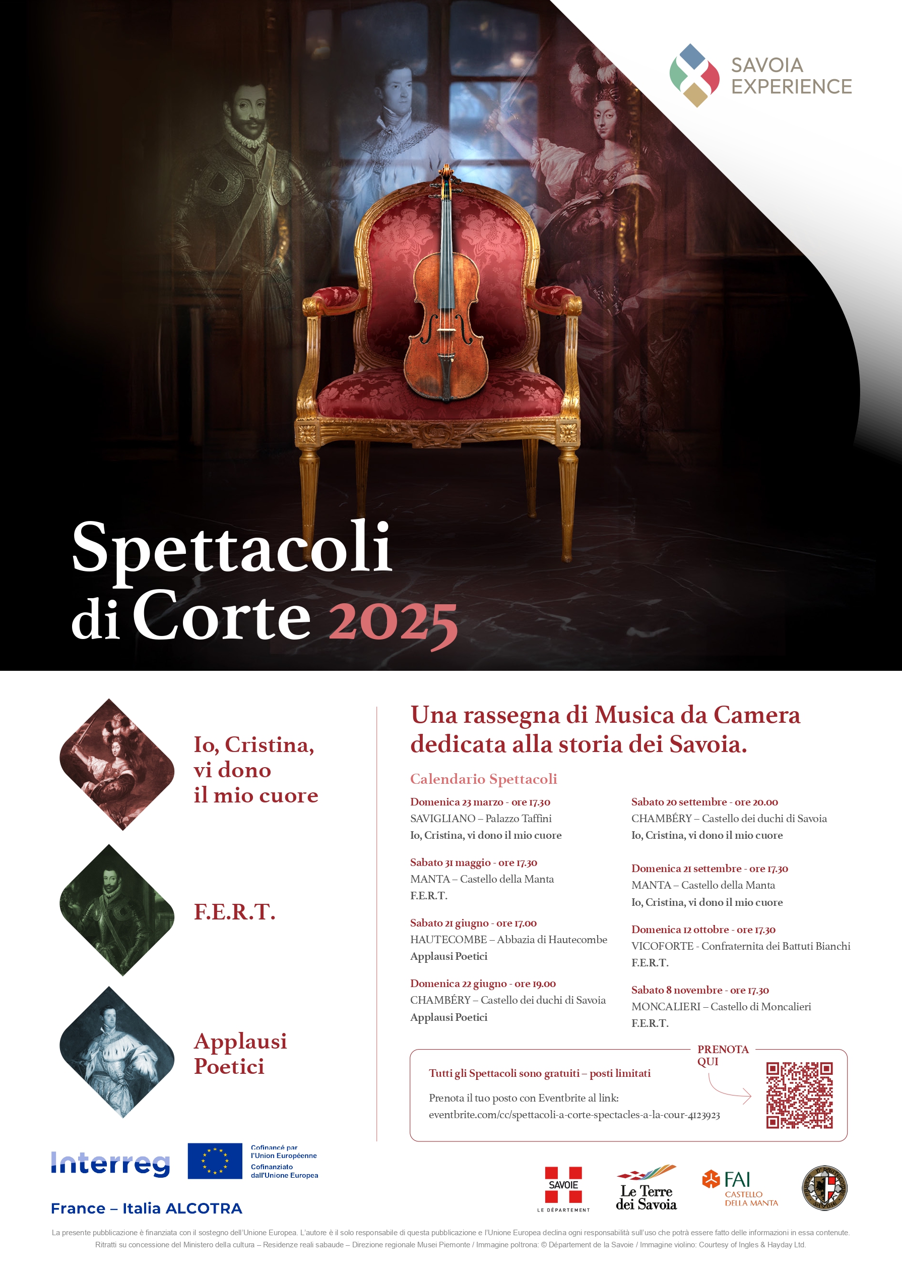 Cartolina illustrativa degli Spettacoli di Corte